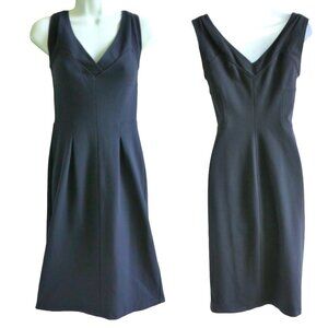 Diane Von Furstenberg USA Dress Duke Dark Navy V-Neck Sleeveless Pleated Stretch
